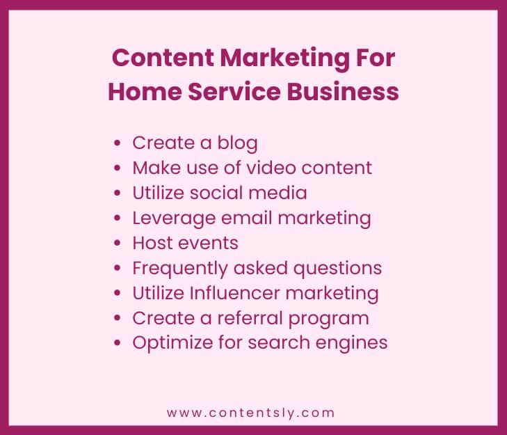 this is the image which show the step to do content marketing for home service business